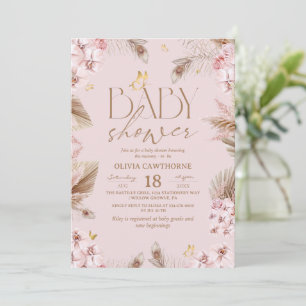 Invitation Baby Shower Herbe de Pampa Bohème