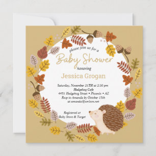 Invitation Baby shower Hérisson Brown d'automne