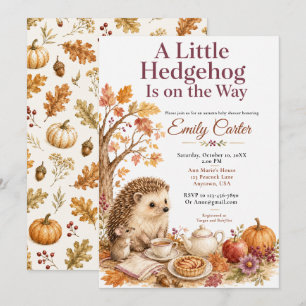 Invitation Baby Shower Hérisson d'Automne