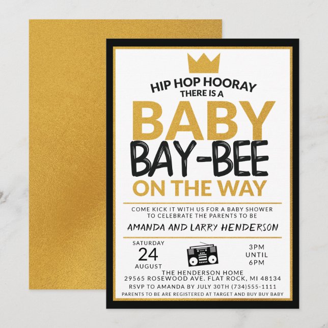 Invitation Baby shower Hip hop (Devant / Derrière)