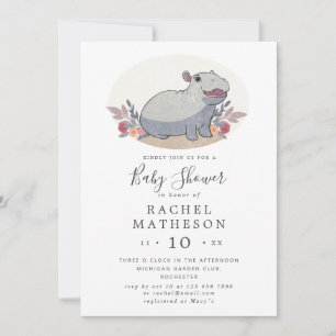 Invitation Baby shower hippo bébé mignon