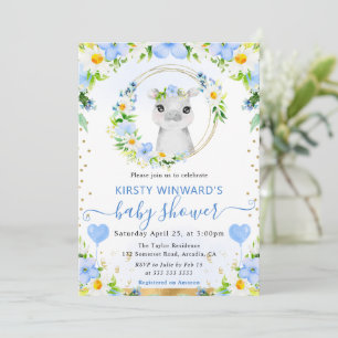 Invitation Baby shower Hippo de la Jungle d'Aquarelle