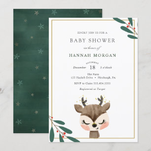Invitation Baby shower hiver Reindeer