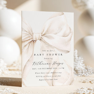 Invitation Baby Shower Hiver Ruban Neigeux
