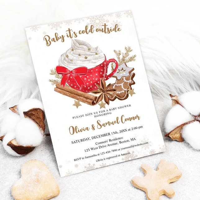 Invitation Baby shower hivernal de cacao et de biscuits chaud (Créateur téléchargé)