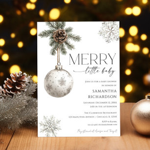 Invitation Baby shower hivernal rustique simple et neutre