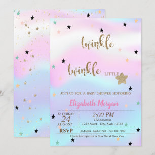 Invitation Baby shower holographique Twinkle Little Star