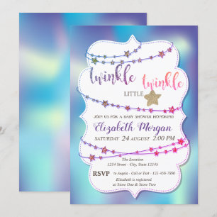 Invitation Baby shower holographique Twinkle Little Star