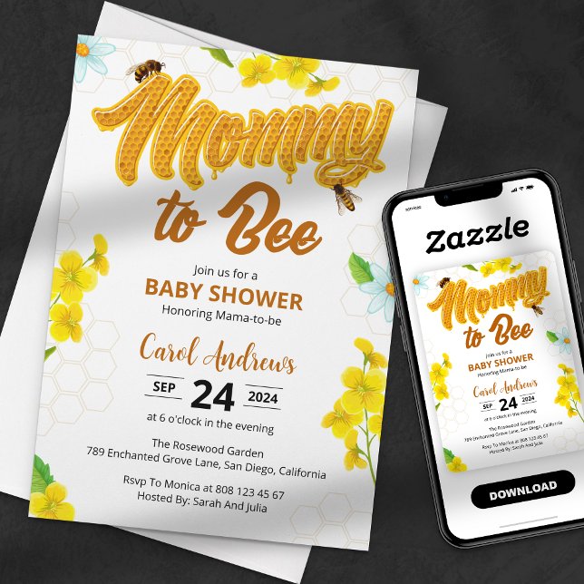 Invitation Baby shower Honeycomb de maman à Bee (Créateur téléchargé)