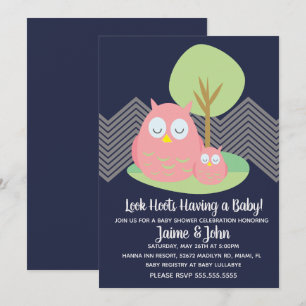 Invitation Baby-Shower Hoot de Hibou Moderne
