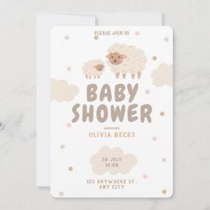 Invitation Baby shower Illustratif Cream Pastel