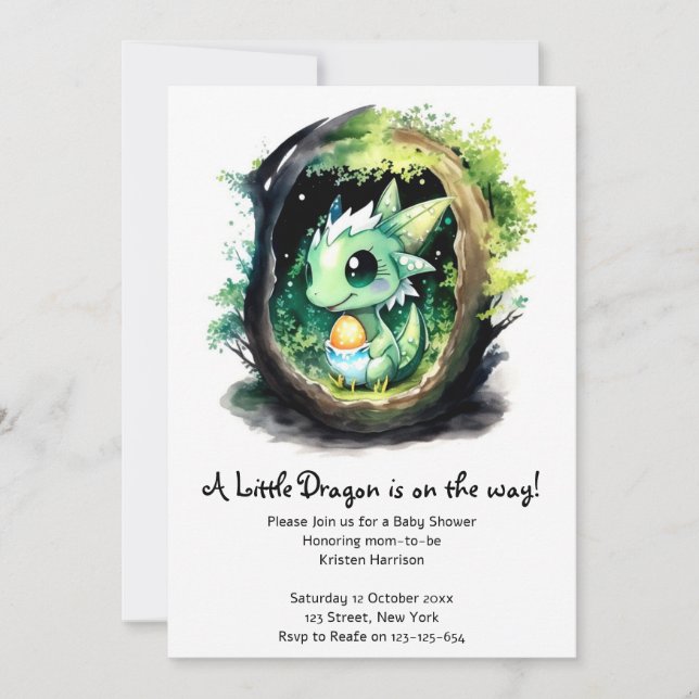 Invitation Baby shower Imaginaire Dragon (Devant)