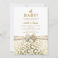 Baby Shower Imprimé Léopard Blanc et Or Glam