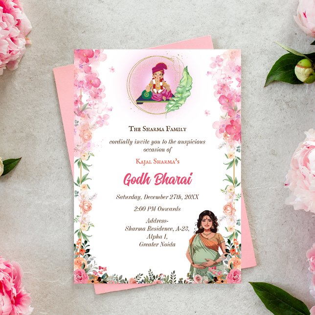 Invitation Baby shower indien Godh Bharai Hindu (Créateur téléchargé)