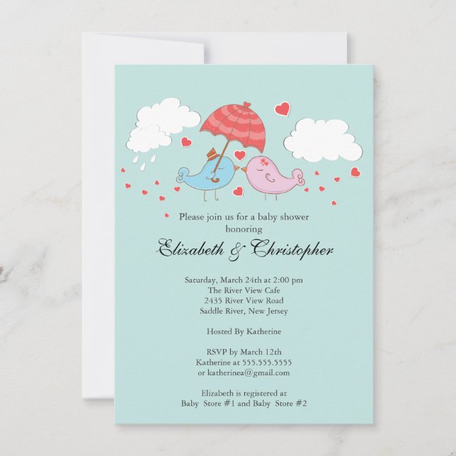 Invitation Baby shower Inséparable mou (Devant)