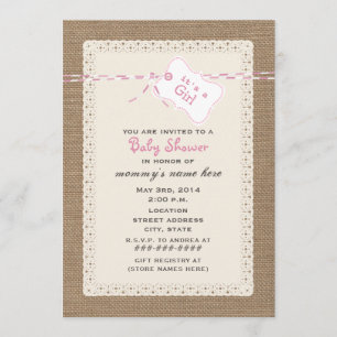 Invitation Baby shower inspiré par Burlap Lace et Twine Rose