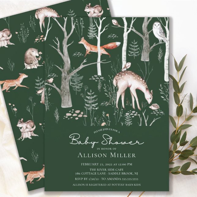 Invitation Baby shower Invita Rustic Woodland Forest Animaux (Créateur téléchargé)
