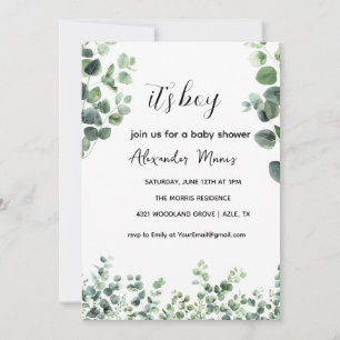 Invitation Baby shower Invitation, Eucalyptus Thème de verdur