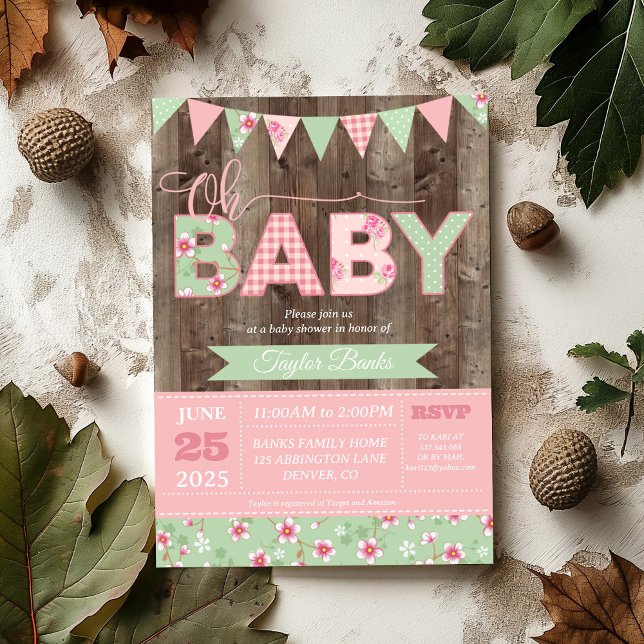 Invitation Baby shower Invitation, Shabby Chic Baby shower (Créateur téléchargé)