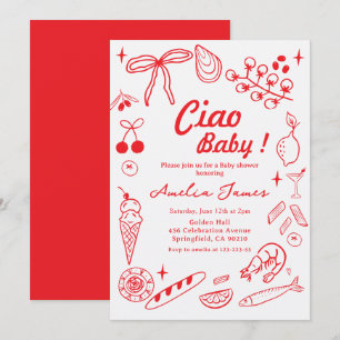 Invitation Baby shower italienne Ciao Baby dessiné