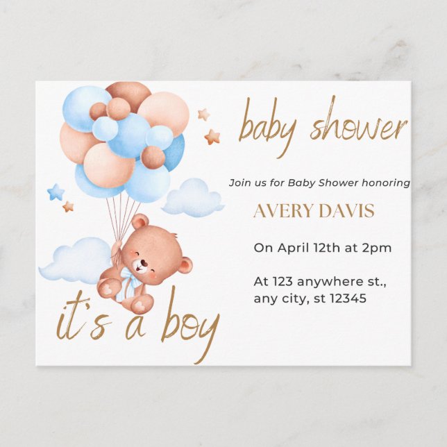 invitation baby shower, it's a boy (Front)