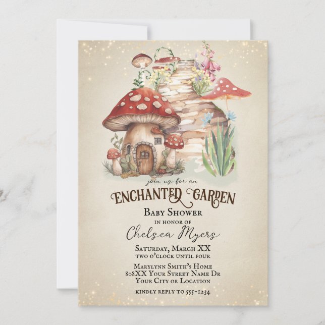 Invitation Baby shower Jardin enchanté (Devant)