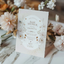 Baby Shower Jardin Floral Aquarelle Bohème Beige