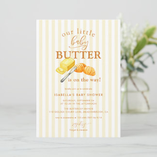 Invitation Baby-Shower Jaune Rayé Beurre