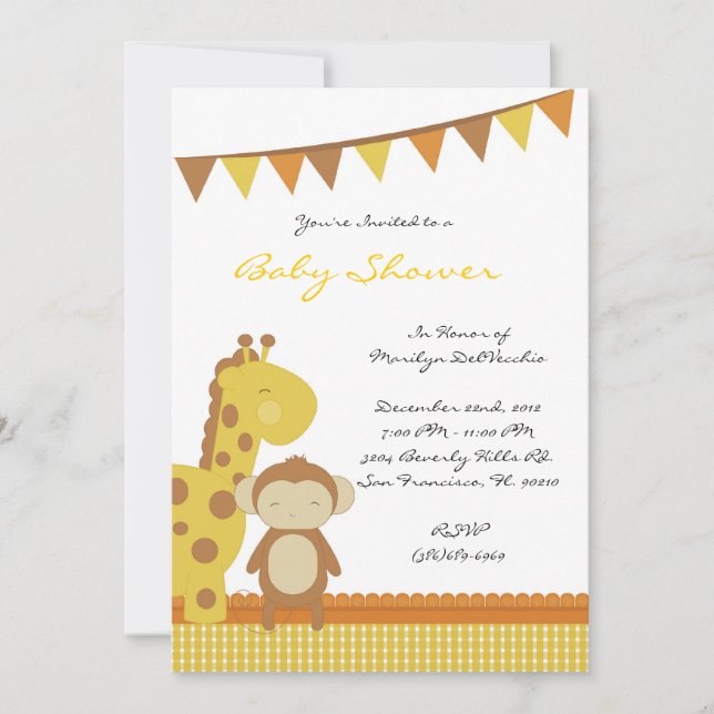 Invitation Baby shower Jaune sucré (Devant)