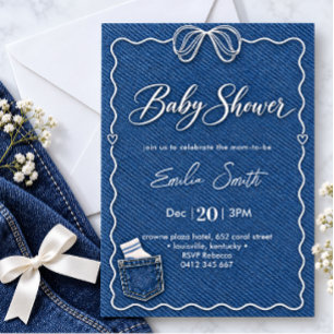 Invitation Baby Shower Jean Bleu