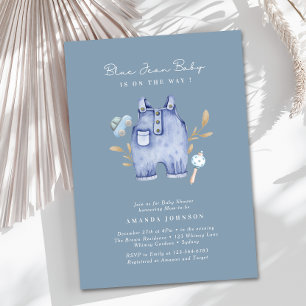 Invitation Baby Shower Jean Bleu Moderne