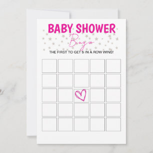 Invitation Baby shower Jeu de Bingo - Rose