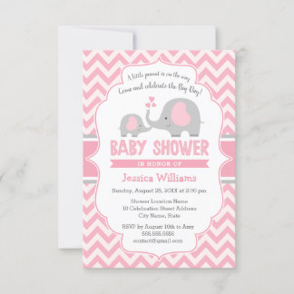 Invitation Baby shower jeune fille rose gris rose moderne