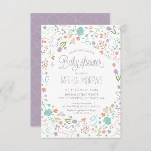 Invitation Baby shower, jolie fille des fleurs Inv