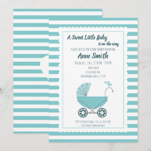 Invitation Baby shower jolie voiture bleue