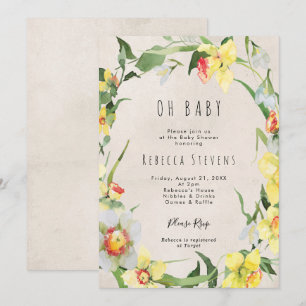 Invitation baby shower jonquille fleurie de printemps invitat