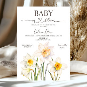 Invitation Baby Shower Jonquille Florale de Printemps