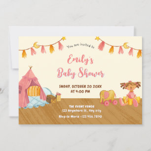 Invitation baby shower Jouets en bois