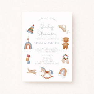 Invitation Baby shower Jouets en bois d'invitation - Boho Sty
