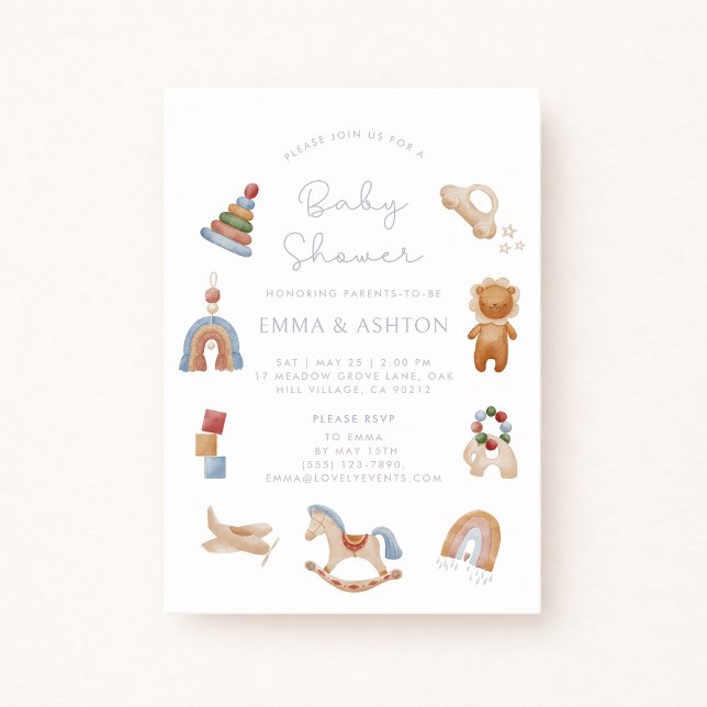 Invitation Baby shower Jouets en bois d'invitation - Boho Sty (Créateur téléchargé)