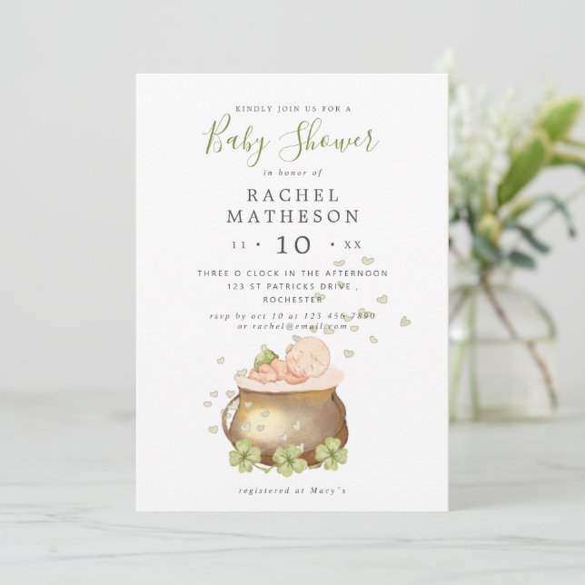 Invitation baby shower Jour de la Saint Patrick (Debout devant)