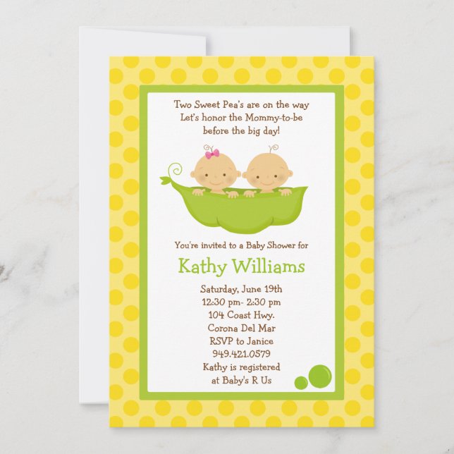Invitation Baby shower jumeau (Devant)