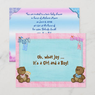 Invitation Baby shower jumeau