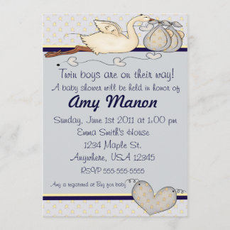 Invitation Baby shower jumeau de garçons