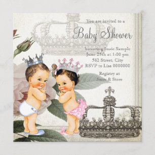 Invitation Baby shower jumeau Prince et Princesse