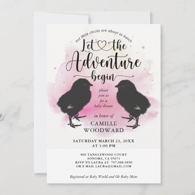 Invitation Baby shower jumeaux (Devant)