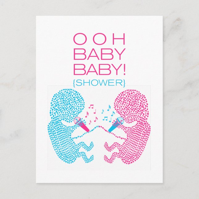 Invitation Baby shower jumeaux garçon et fille (Devant)