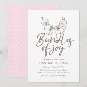 Invitation Baby shower jumeaux garçon et fille