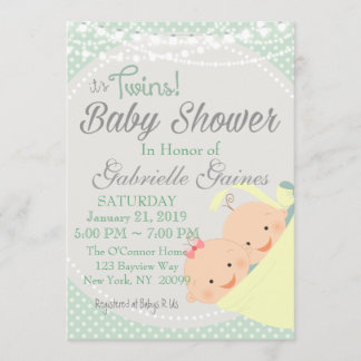 Invitation Baby shower jumeaux garçon et fille