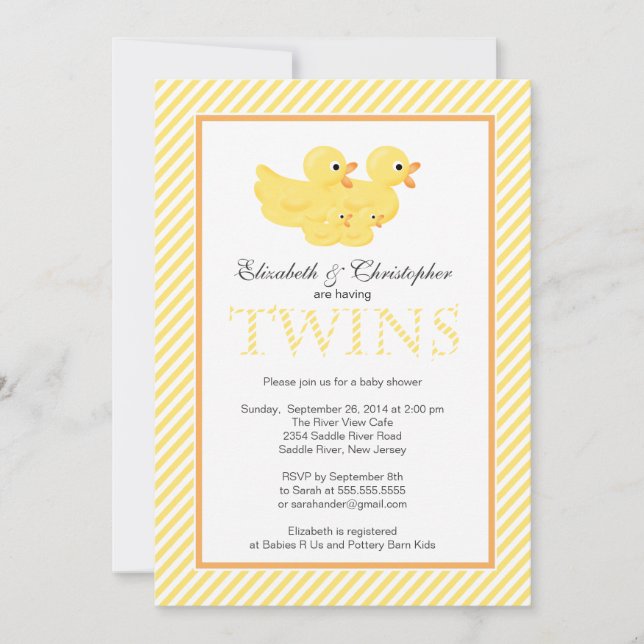 Invitation Baby shower Jumeaux Jumeaux Jumeaux (Devant)